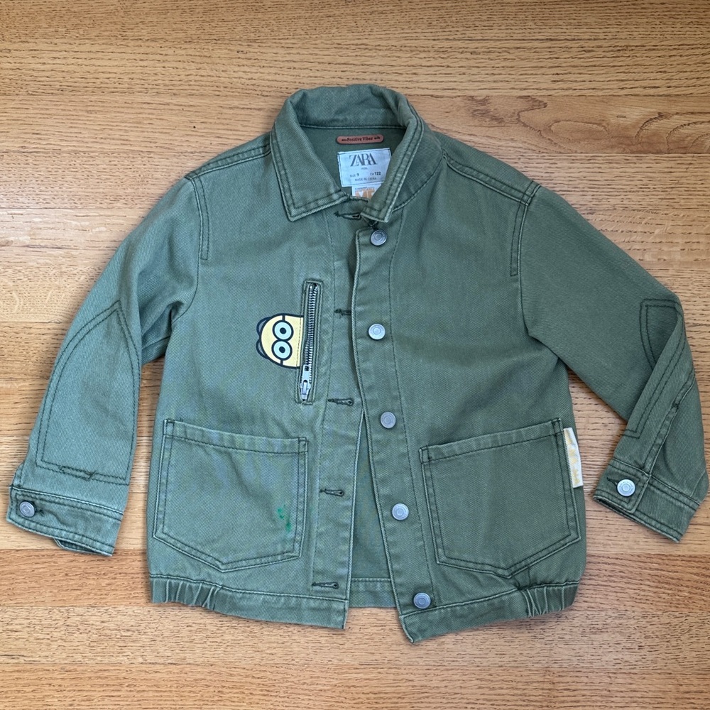 Zara Kids Despicable Me Minion Olive Jean Jacket